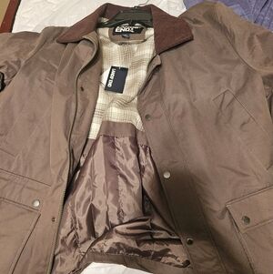 Lands' End Men's Brown Waxed Field Jacket with Corduroy Collar